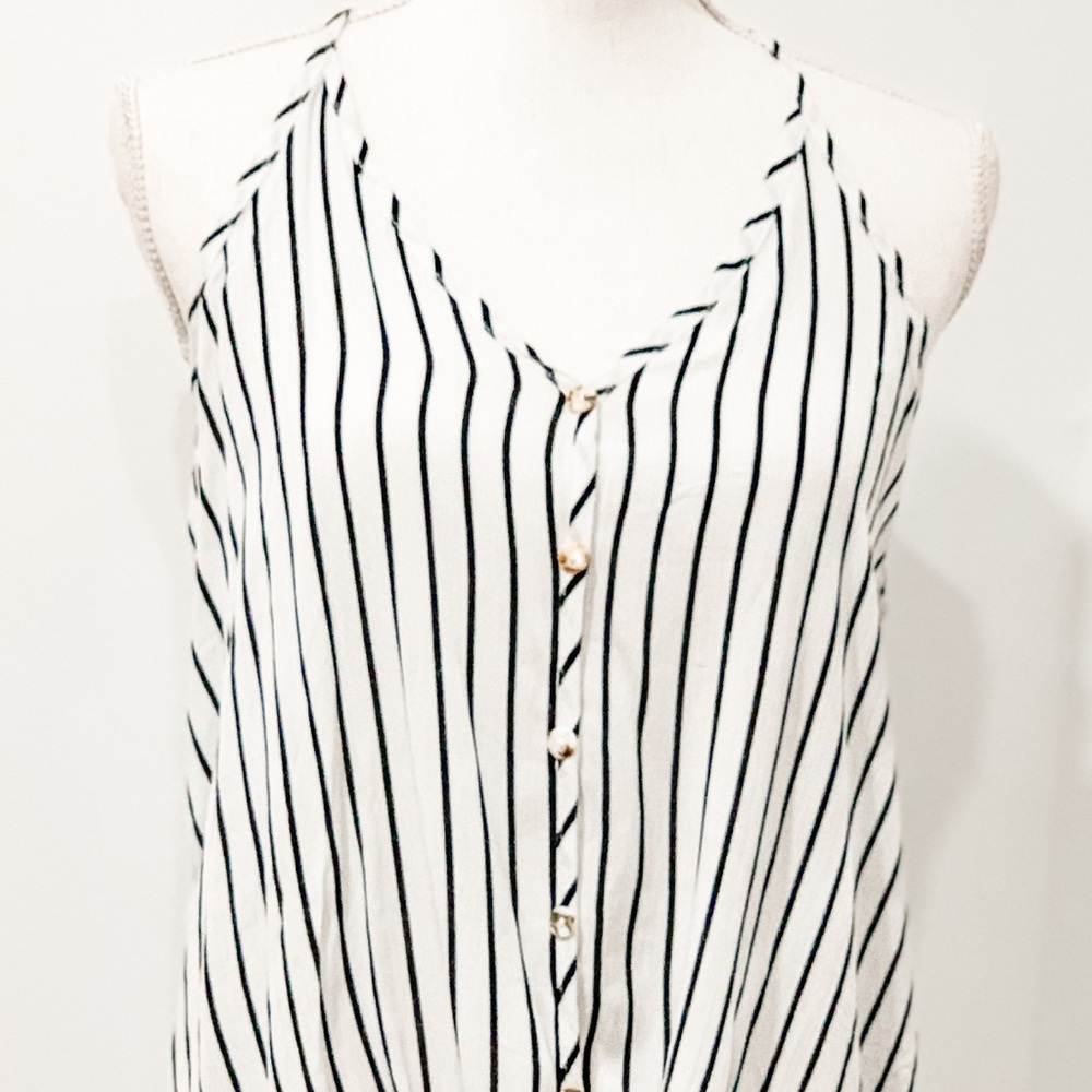 Halter Button Front Top With Front Tie Detail - image 3